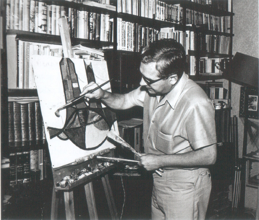 Francisco Izquierdo pintando en su estudio